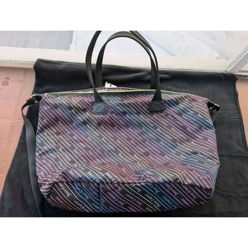 Juicy Couture XL Weekender Bag Rainbow Diagonal Stripe 